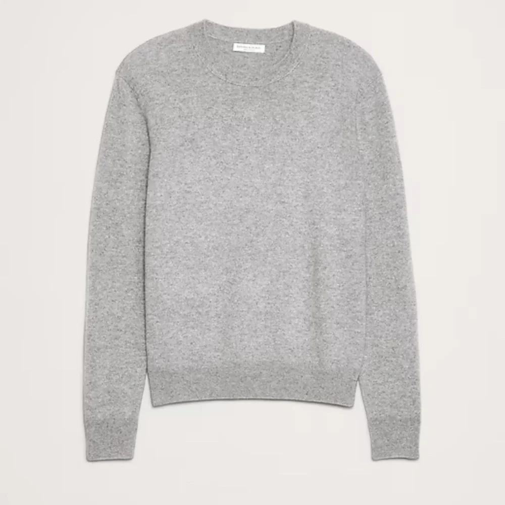 Banana Republic|Men's 100% Cashmere Heather Gray Crewneck Sweater- Size L
